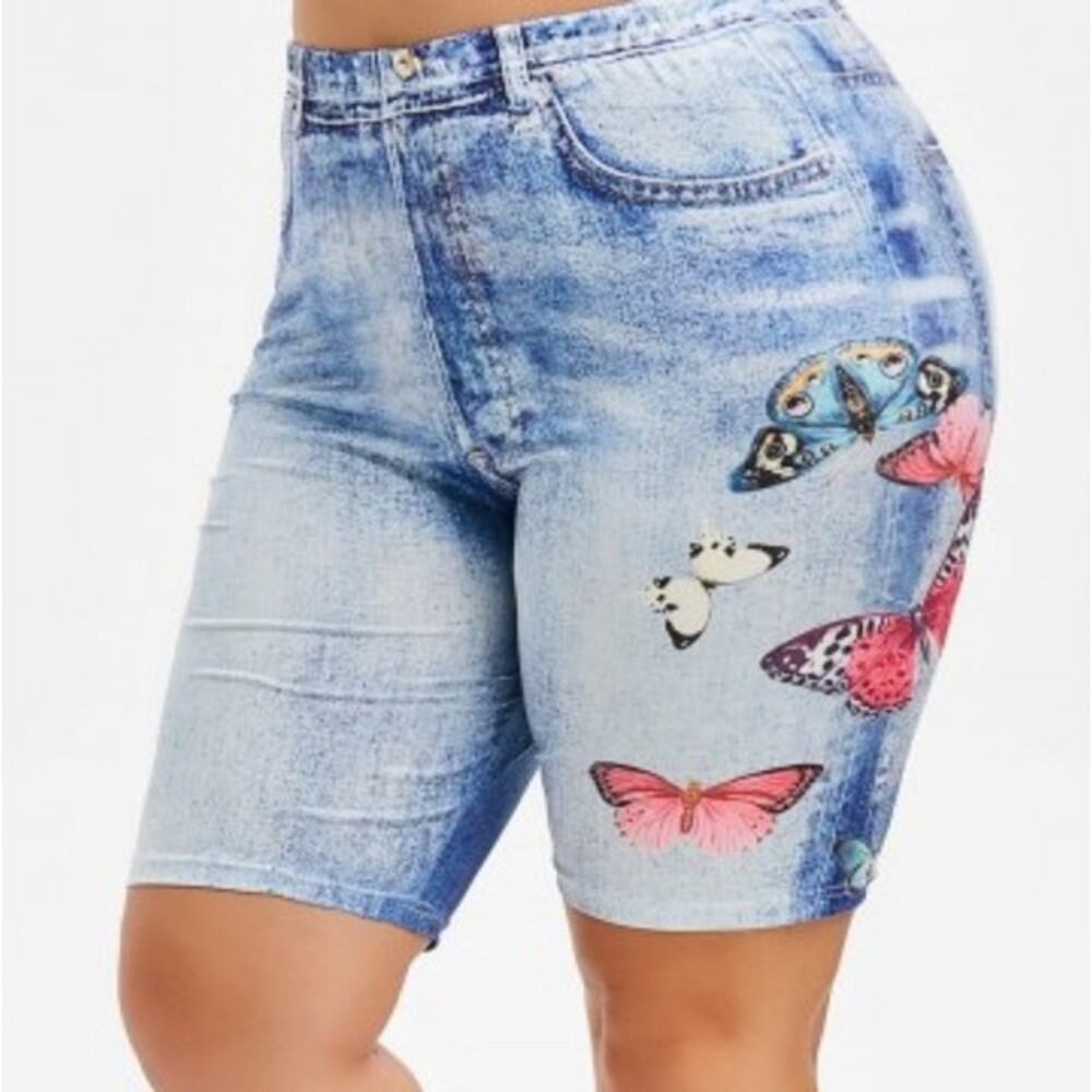 Light Blue Butterfly Shorts L